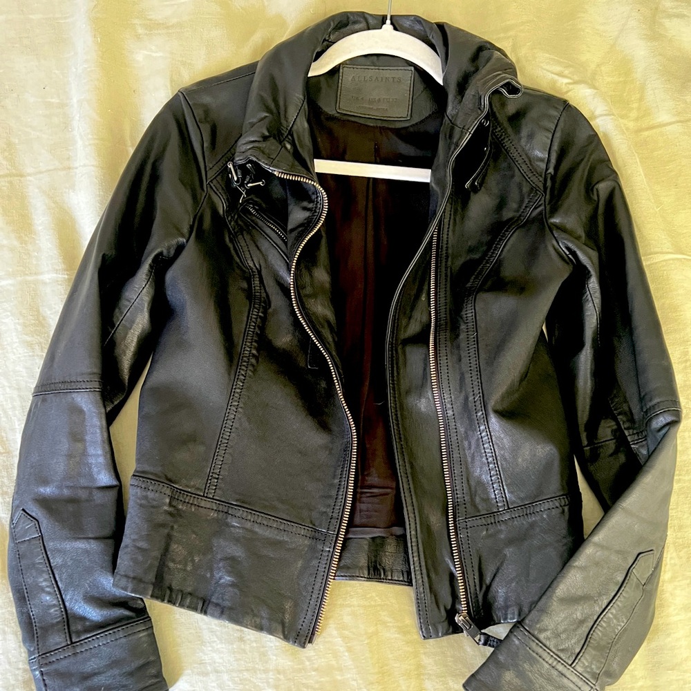 All Saints Belvedere Black Leather Jacket - like new